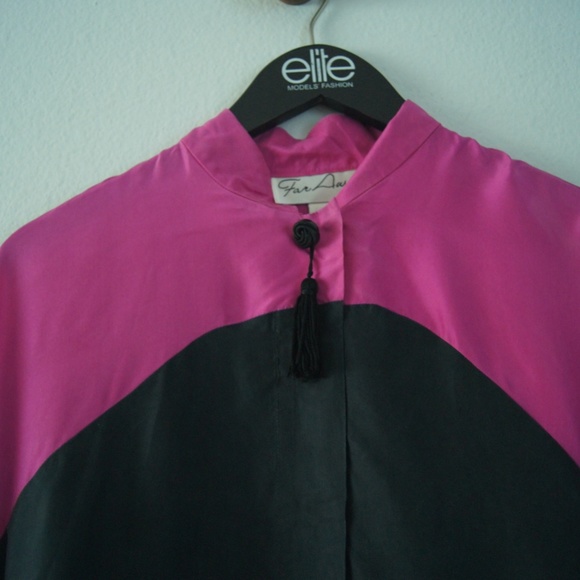 Vintage Far Away Women's 100% Silk Long Dress 3/4 Bell Sleeve Size M Oversized M - Picture 2 of 7